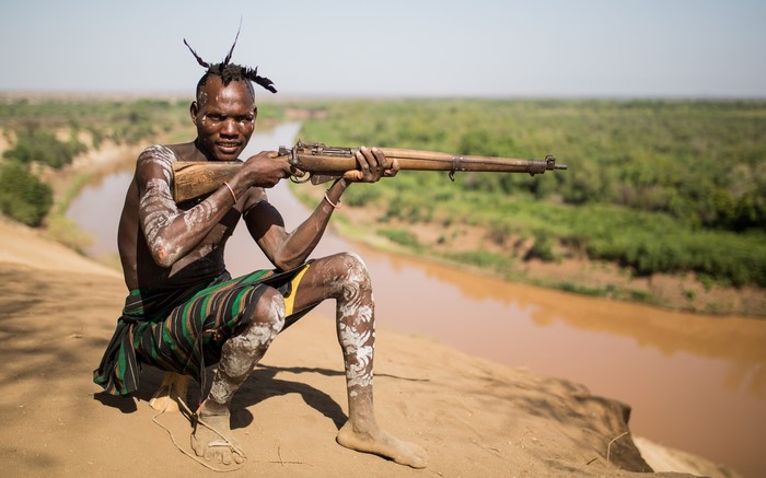 Man with rifle in Ethiopia