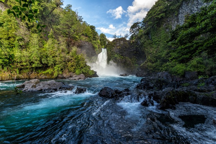 Waterfall in Neltume, Chile