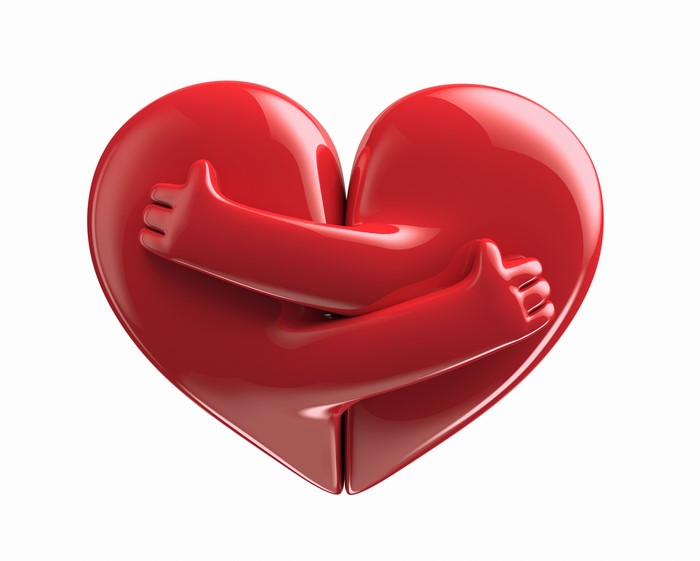Red Heart Hugging Itself with Arms