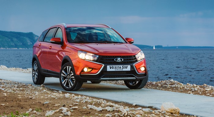 Orange Lada Vesta SW Cross Estate Car