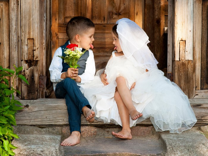 Bride and Groom with Bouquets