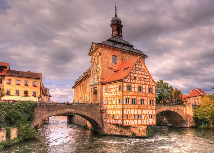 Altes Rathaus in Bamberg, Germany over the Regnitz River
