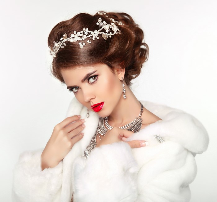 Woman with Brown Hair and Jewelry