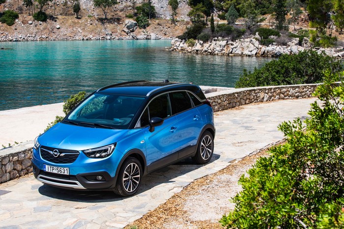 Opel Crossland X Ecotec D on a coastal road