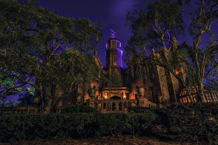 Haunted Mansion at Disneyland, California at night