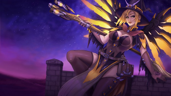 Witch Mercy from Overwatch with Mage Staff