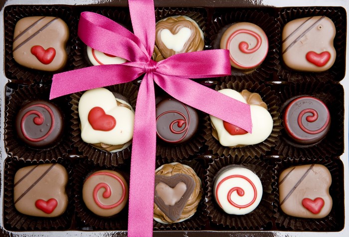 Valentine's Day Chocolate Box with Pink Bow