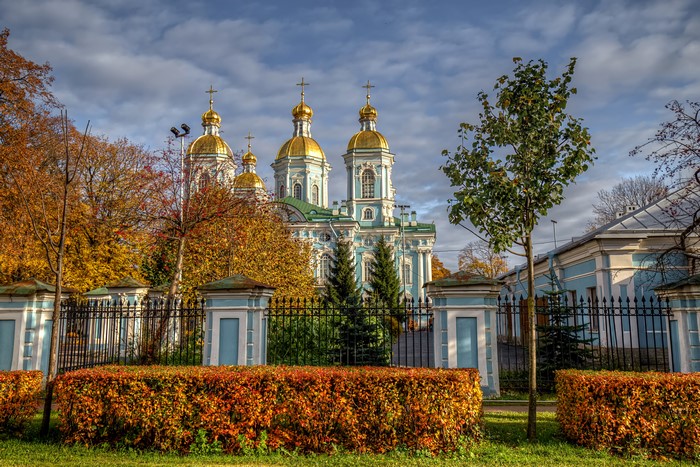 Cathedral of St. Nicholas, St. Petersburg, Russia in Autumn