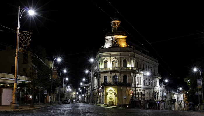 Street at Night in Chernivtsi, Ukraine