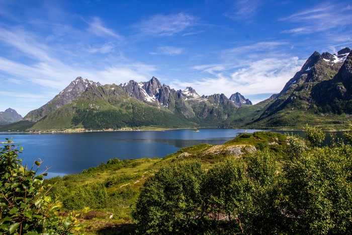 Mountains and Fjord in Lofoten, Norway
