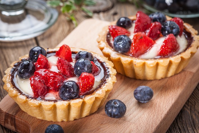 Fruit Tarts with Strawberries and Blueberries