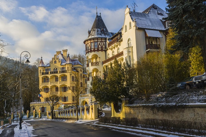 Karlovy Vary, Czech Republic Houses in Winter