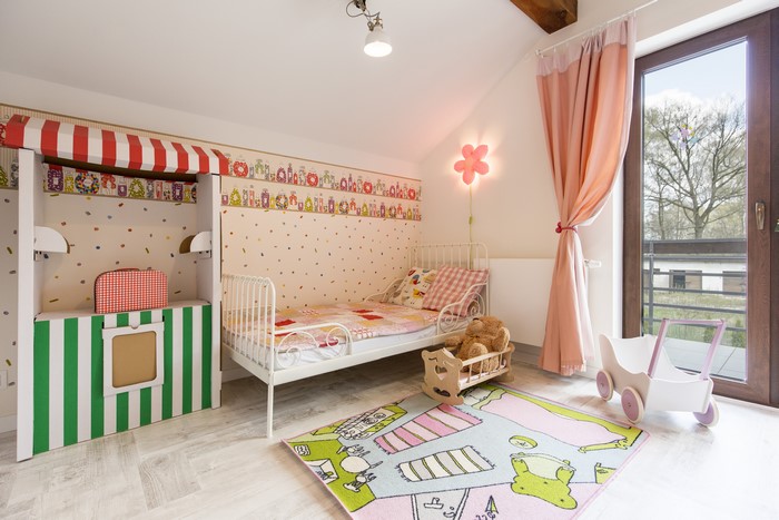 Children's room interior design with bed