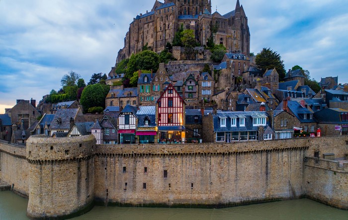 Mont Saint Michel fortress and village in France
