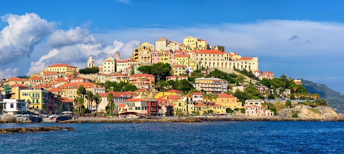 Colorful Italian Town on a Hillside by the Sea