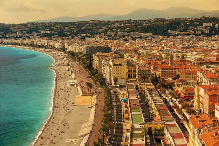 Nice, France Coastline and Cityscape