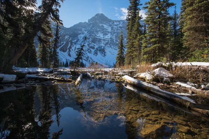 4K Banff National Park Winter Mountain Lake