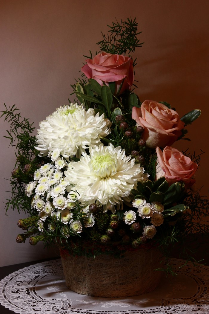 Bouquet of Roses and Chrysanthemums