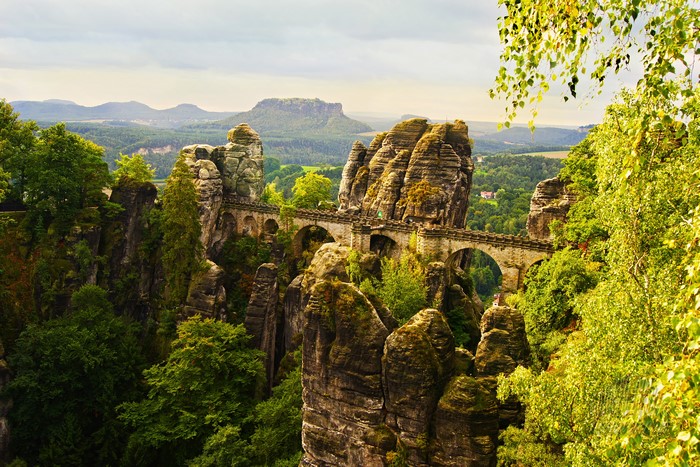 Bastei Bridge in Saxon Switzerland National Park, Germany