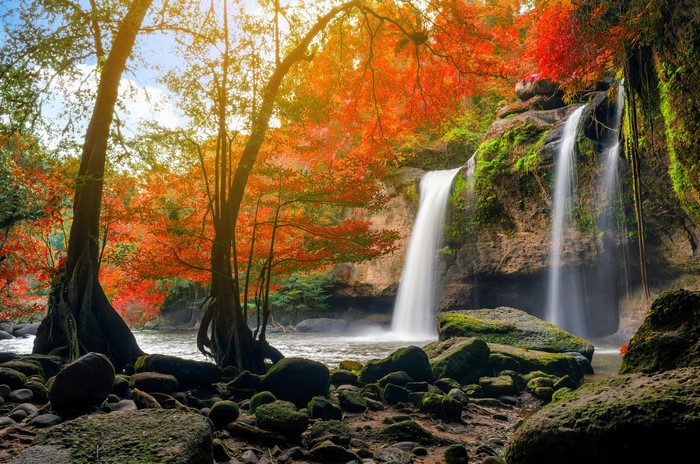 4K Heo Suwat Waterfall Khao Yai National Park Thailand