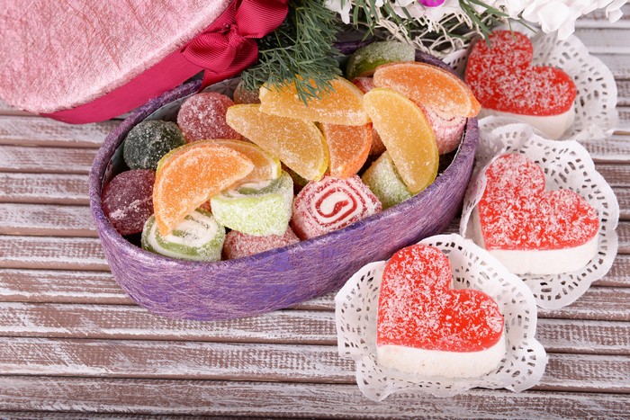 Valentine's Day Sweets and Marmalade in a Heart Box