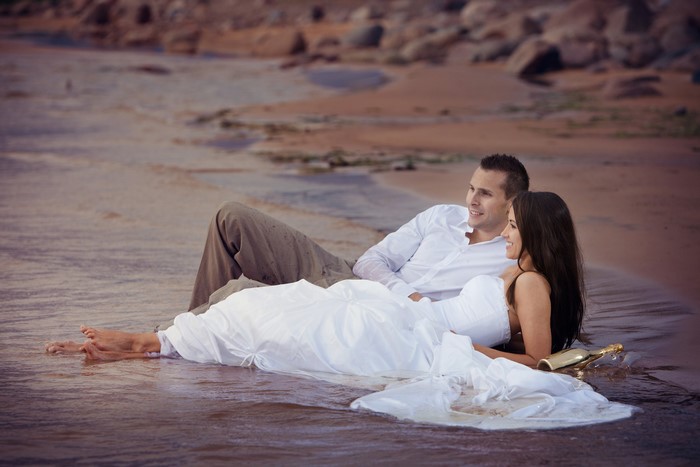 Bride and Groom on a Beach