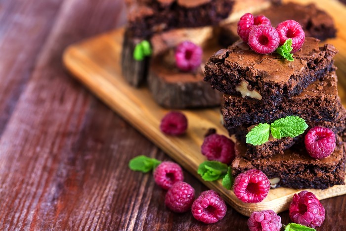 Raspberry Brownies with Mint