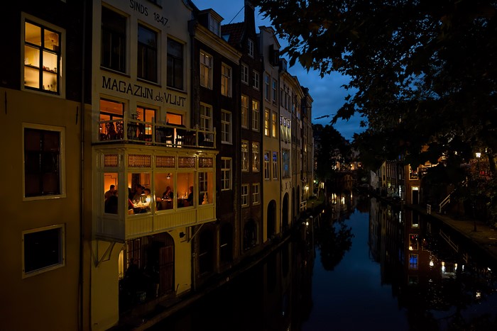 Canal in Netherlands at Evening