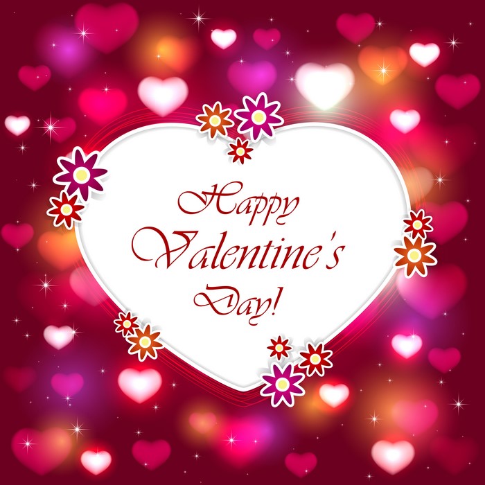 Happy Valentine's Day Heart with Flowers