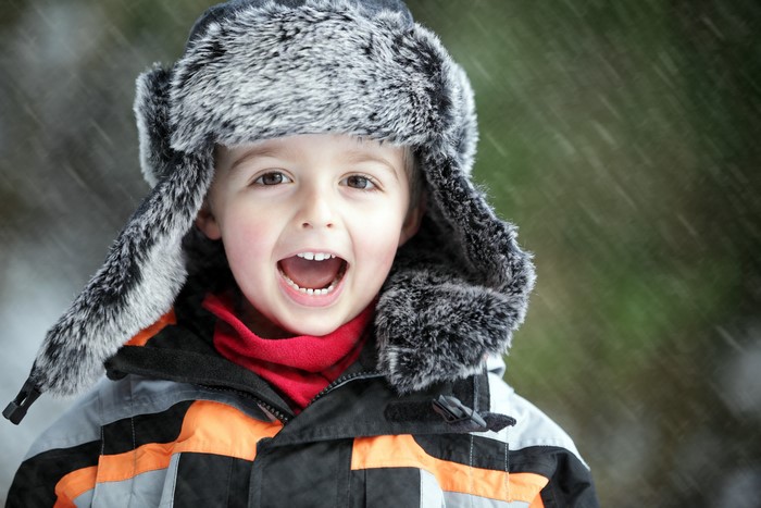 Boy in winter hat and jacket