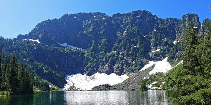 Lake and Snow-Capped Mountains in Mount Baker Snoqualmie National Forest