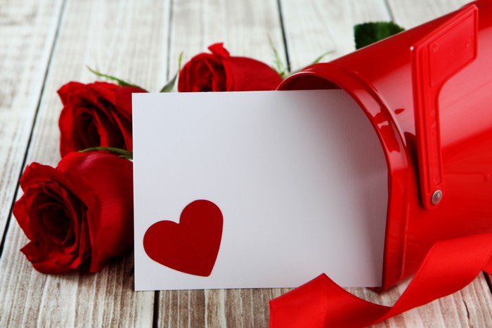 Valentine's Day Red Roses and Mailbox Template