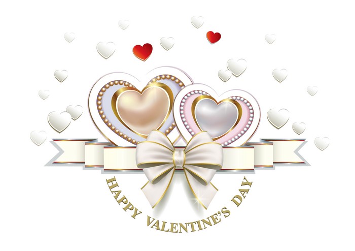 Valentine's Day hearts with bow and ribbon