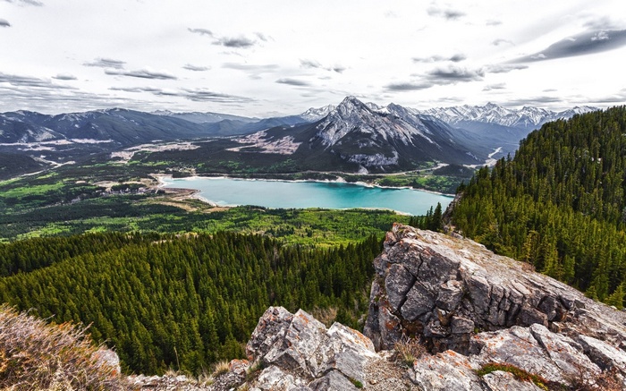Mountain landscape with lake and forest