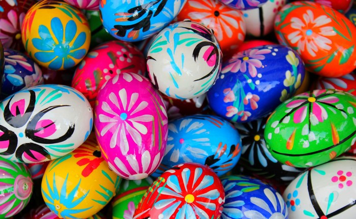 Colorful Easter Eggs with Floral Designs