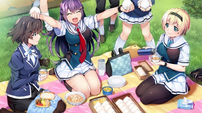 Grisaia: Phantom Trigger characters having a picnic