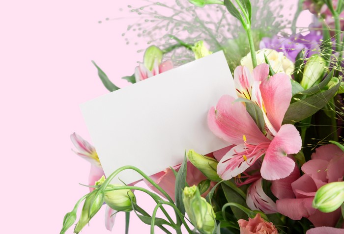 4K Alstroemeria flowers with blank greeting card