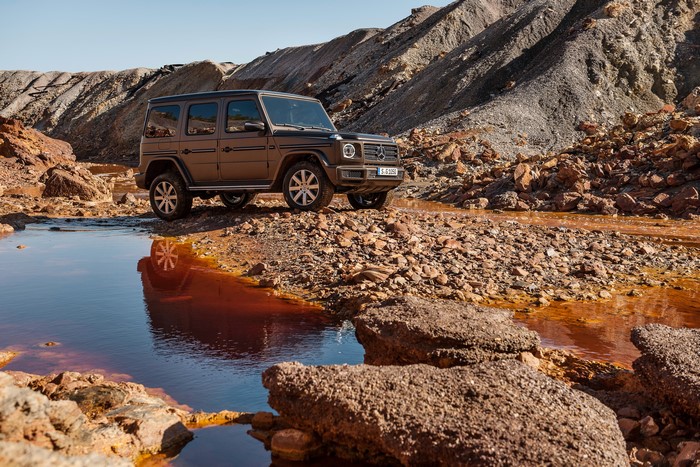 Mercedes-Benz G-Class 2018 G 500 in a rocky, watery landscape