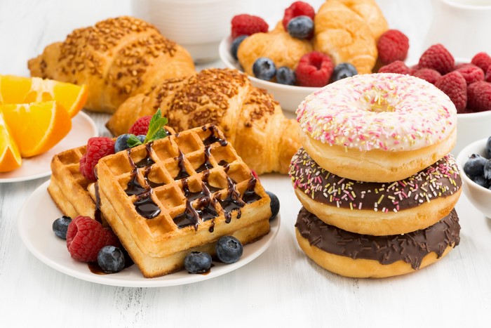 Breakfast Pastries with Donuts and Berries