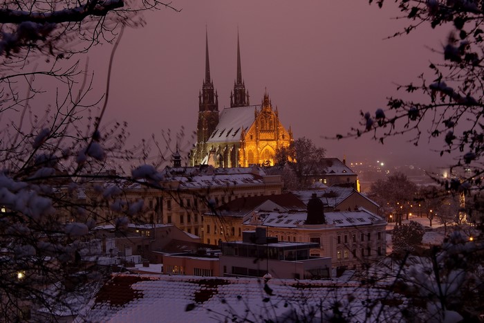 Cathedral of Saints Peter and Paul, Brno, Czech Republic in winter