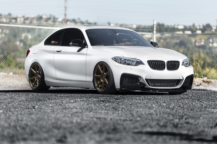 White BMW 2 Series Coupe with Bronze Wheels