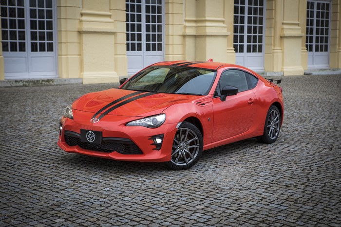 Red Toyota 86 with Black Stripes
