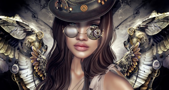 4K Steampunk Angel with Goggles