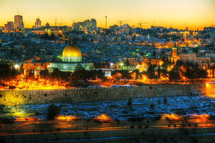4K Jerusalem Israel Cityscape at Dusk
