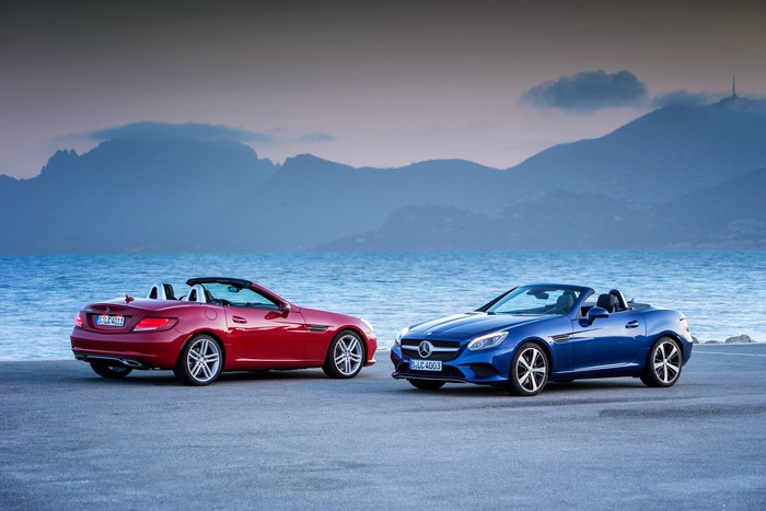 Two Mercedes-Benz SLC-Class Cabriolets by the Sea