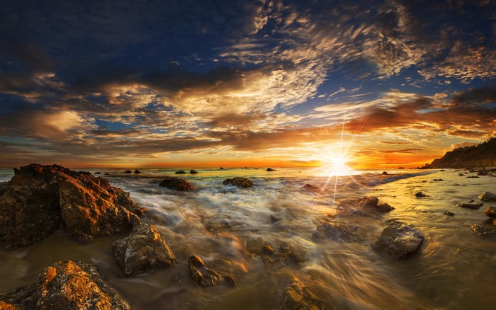 4K Matador State Beach Malibu Coast Sunset