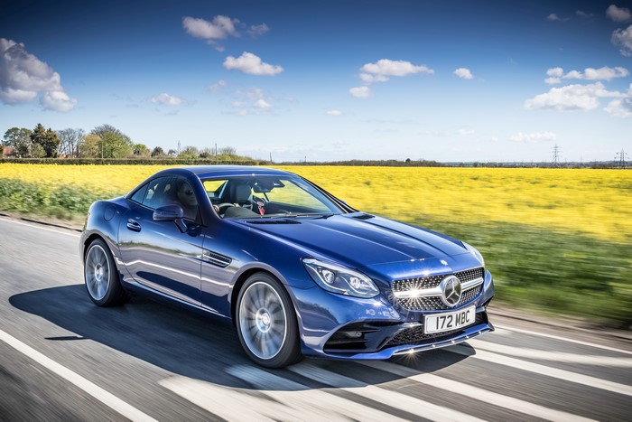Blue 2016 Mercedes-Benz SLC 300 AMG Line driving
