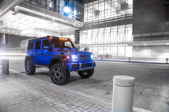 Blue Mercedes-Benz G-Class 4x4 at Night