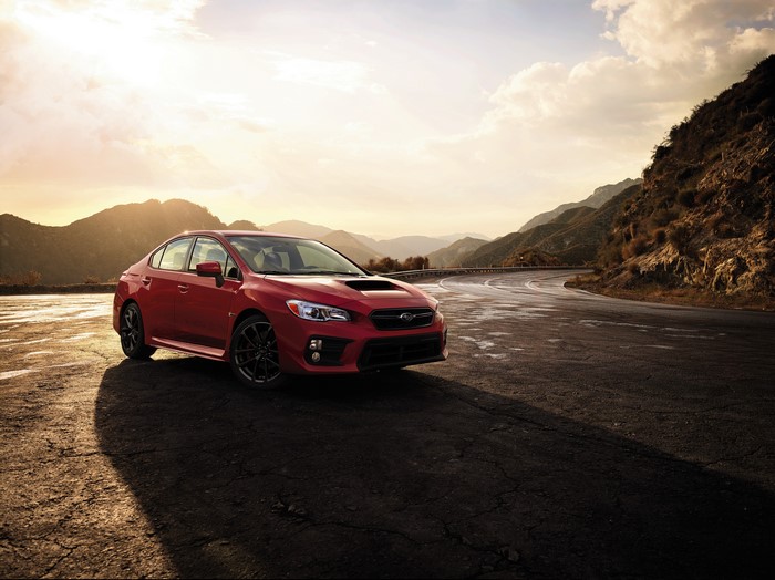 Red 2018 Subaru WRX on a Mountain Road