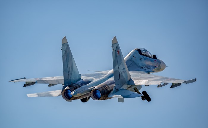 Sukhoi Su-30 Fighter Airplane in Flight